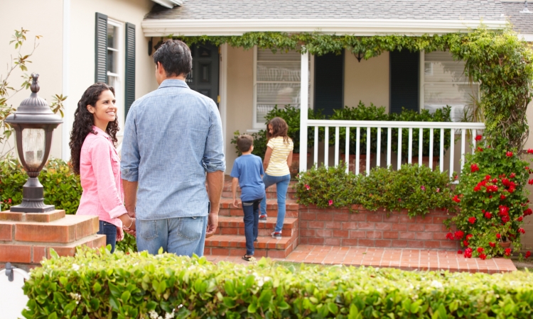 Family outside home