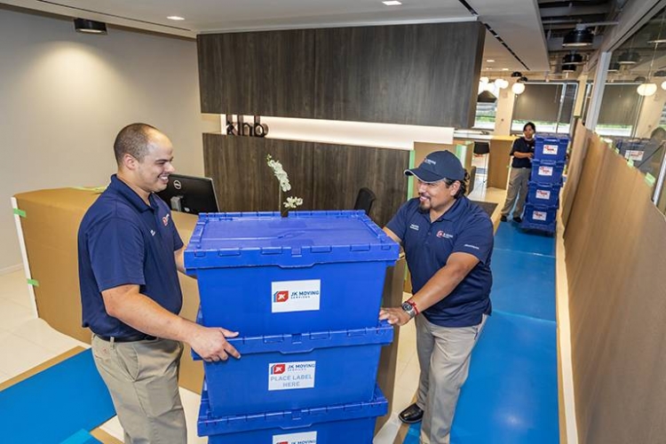 The JK office movers working on move-in day