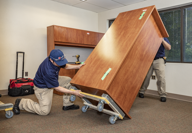 A video showing how office movers unpack an office