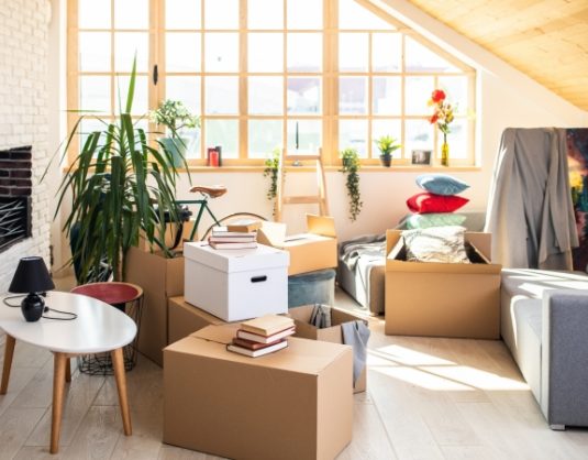 Apartment move - packed boxes