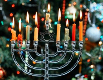 Holiday decorations - menorah & Christmas tree