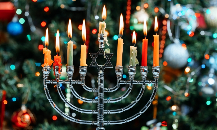 Holiday decorations - menorah & Christmas tree