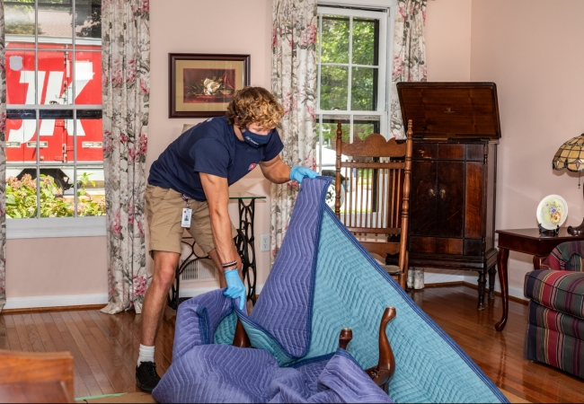 JK Moving professional wrapping furniture