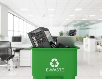 Filled recycling bin after an IT decommissioning project