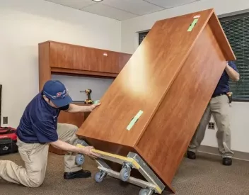 A video showing how office movers unpack an office