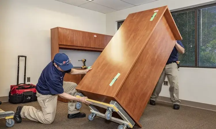 A video showing how office movers unpack an office