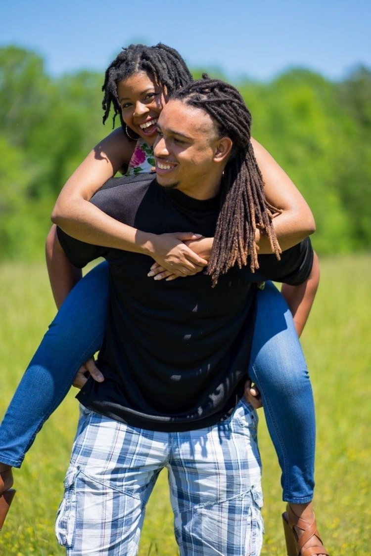 Shaquan James with his wife