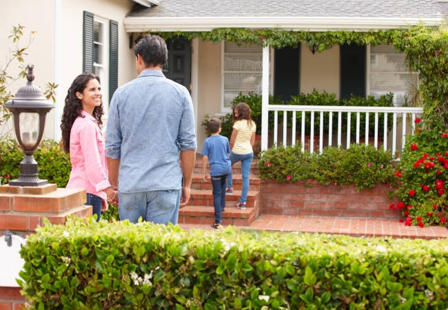 Family outside home