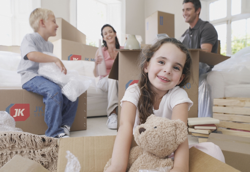 Happy family moving