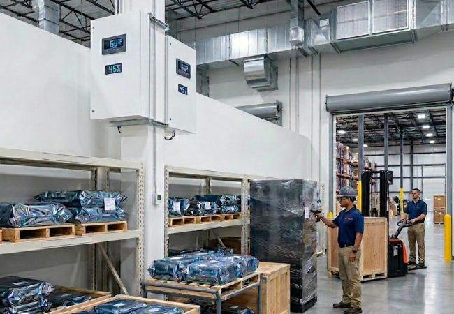 Climate-controlled room prepared for sensitive equipment handling