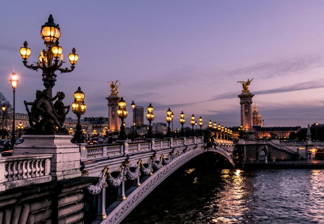 Evening view of Saint-Germain-des-Prés district in Paris